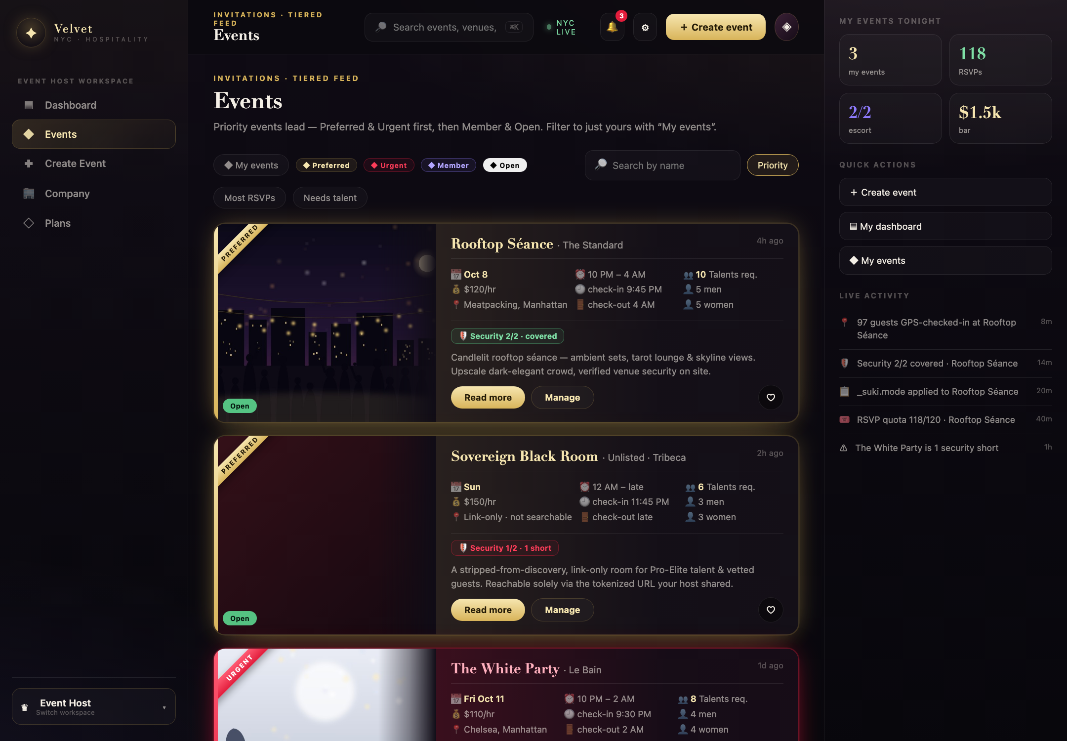 Velvet events